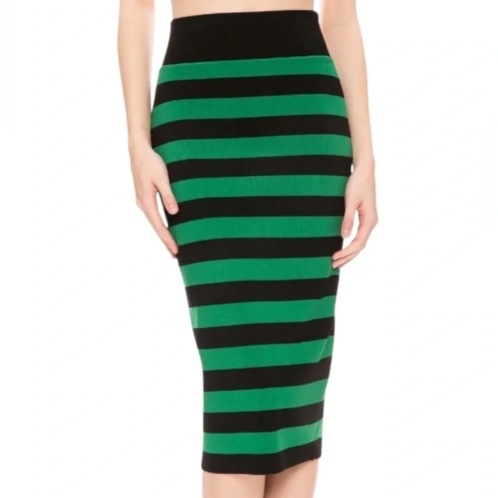 Veronica Beard Sz L Heavy Elastic Viscose Pull On Midi Pencil Skirt